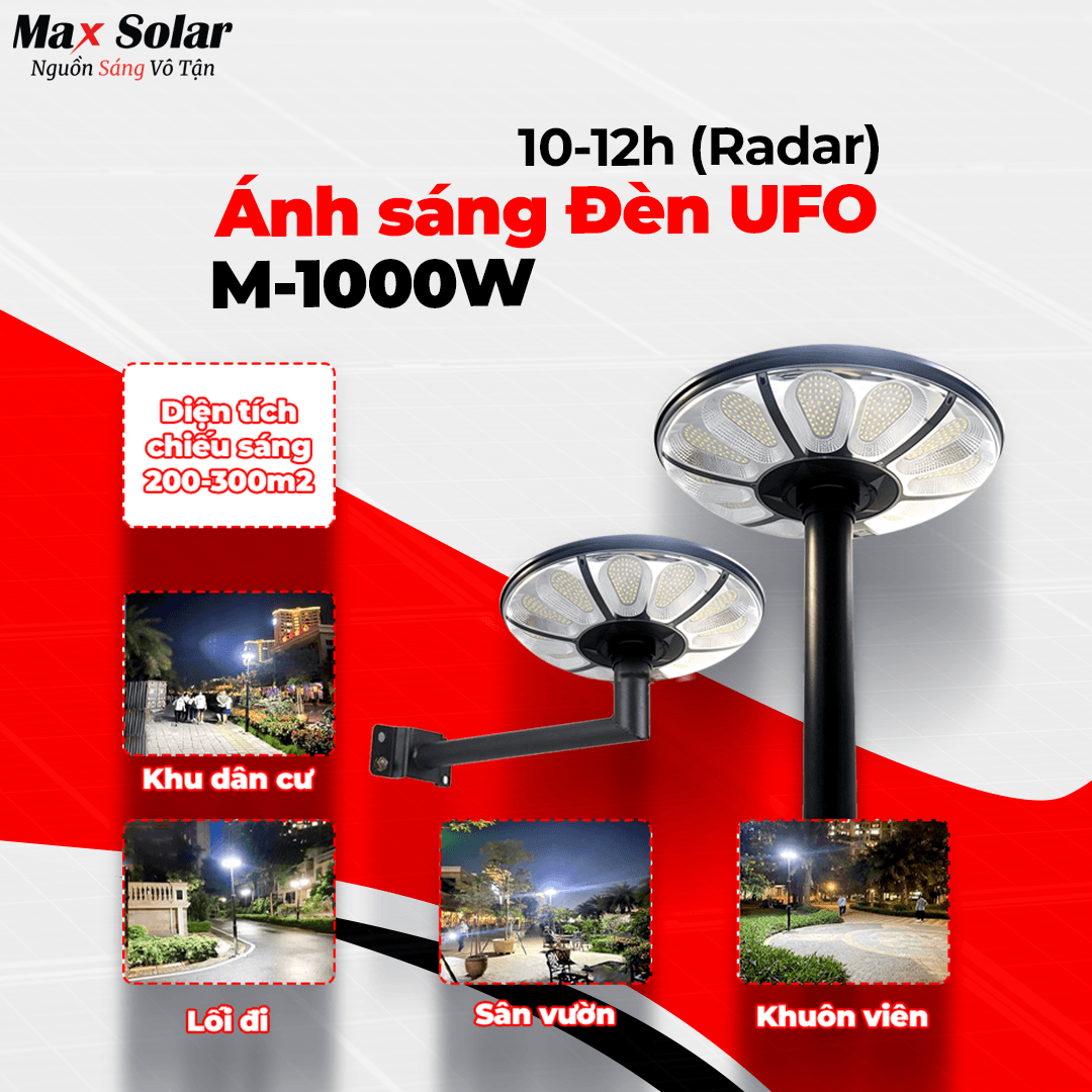 Ánh sáng đèn UFO M-1000W phủ sáng diện tích 200m² - 300m²