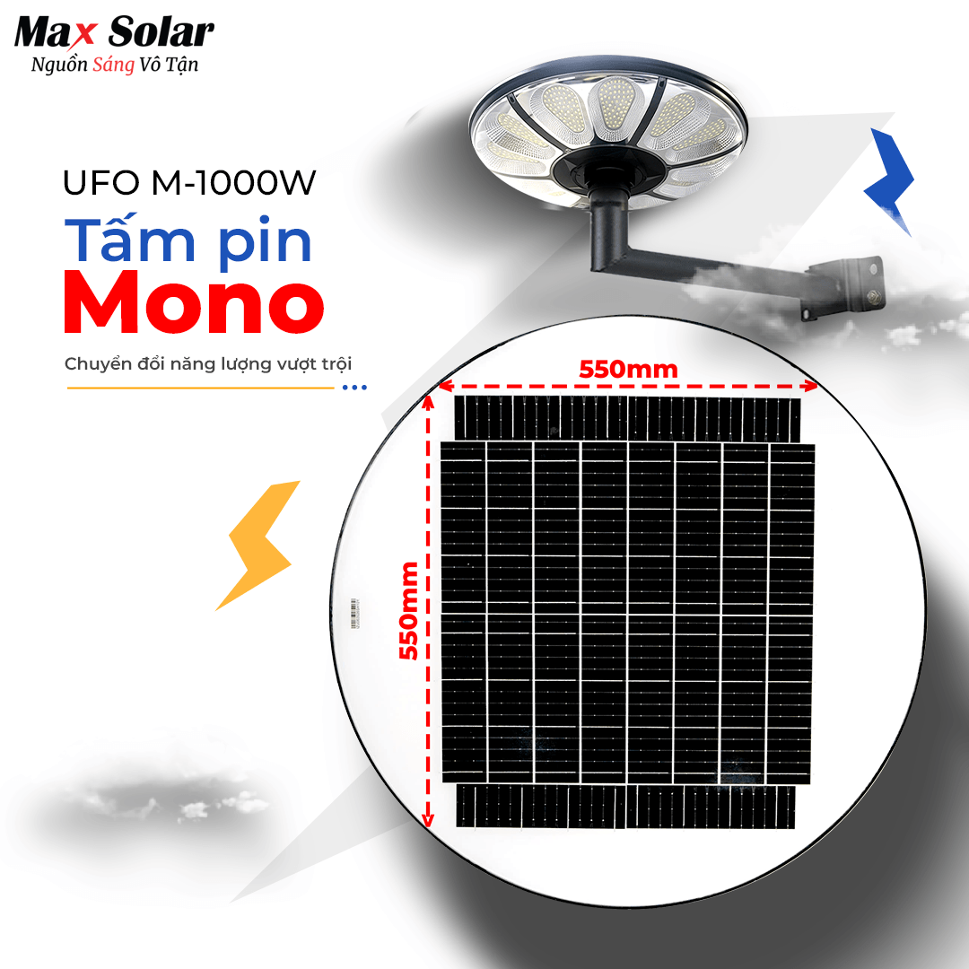 Tấm pin Mono-crystalline kích thước 550×550mm